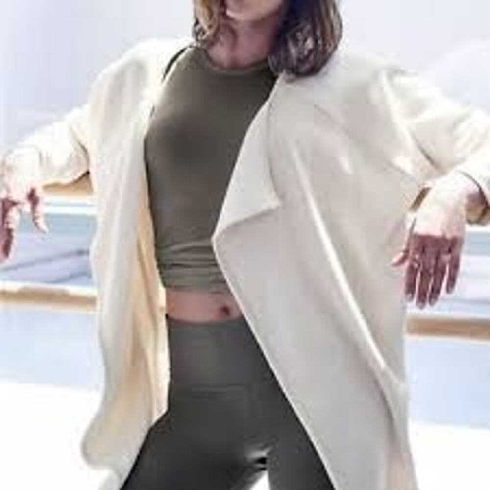 Athleta Cozy Karma Oversized Open Cardigan Minimalist Airplane Cream Women Small